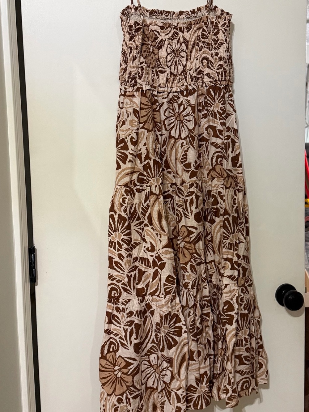 Becool Brown Floral Tiered Maxi Dress NWOT